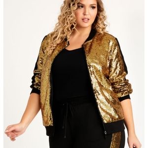 SEQUIN COLORBLOCK BOMBER JACKET